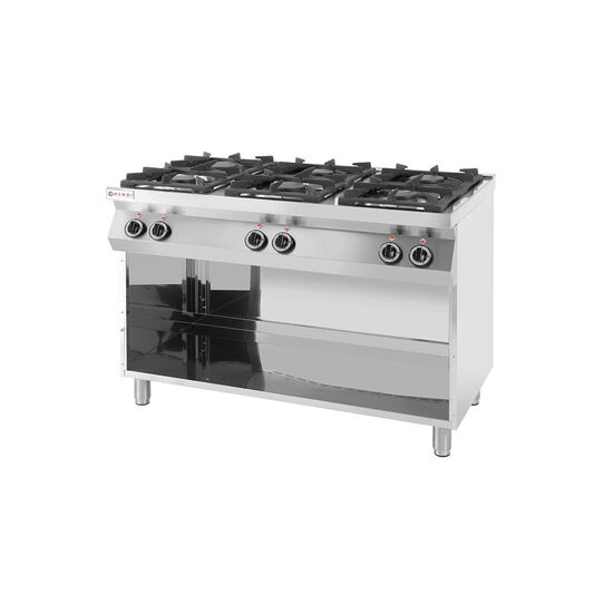 Aragaz profesional pe gaz Hendi Kitchen Line cu 6 arzatoare Inox 28.5 kW 1200x700x(H)900 mm