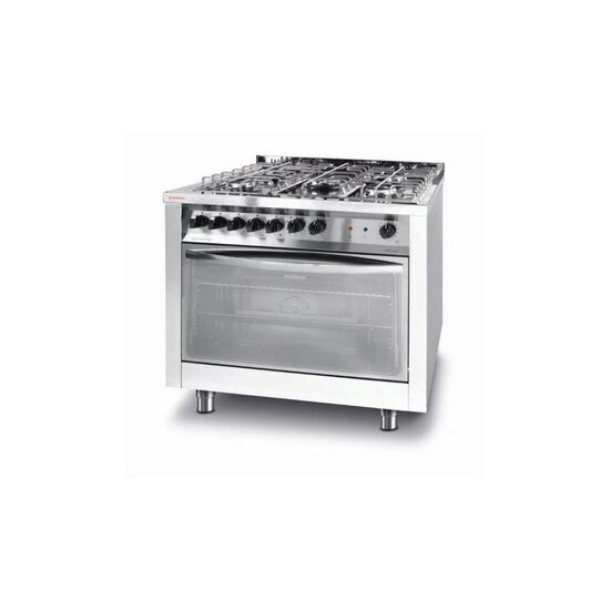 Plita electrica gaz cu 5 arzatoare si cuptor cu convectie Revolution by Hendi, 3 kW / 230V, 900x600x (H) 900 mm