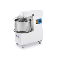 Mixer profesional spirala cu vas fix, 1 viteza, echipat cu roti pivotante vas, capac si spirala din inox 18/10 Hendi 10 litri 370 W, Productivitate 35 Kg,  260x500x(H)500 mm