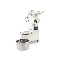 Mixer profesional spirala cu vas fix, 1 viteza, echipat cu roti pivotante vas, capac si spirala din inox 18/10 Hendi 32 litri 1100 W, capacitate maxima de incarcare 25 kg, 435x750x(h)810 mm