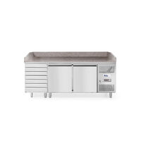 Masa pizza profesionala, cu 2 usi 7 sertare 280 L inox, ARKTIC by Hendi interval temperatura -2/+8 gr C 250 W 2020x800x(H)875 mm