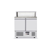 Masa refrigerata pentru pizza cu top granit, ARKTIC by Hendi, camera racire cu usi duble, display cu 5 tavi GN 1/6, interval temperatura 2/10 gr C