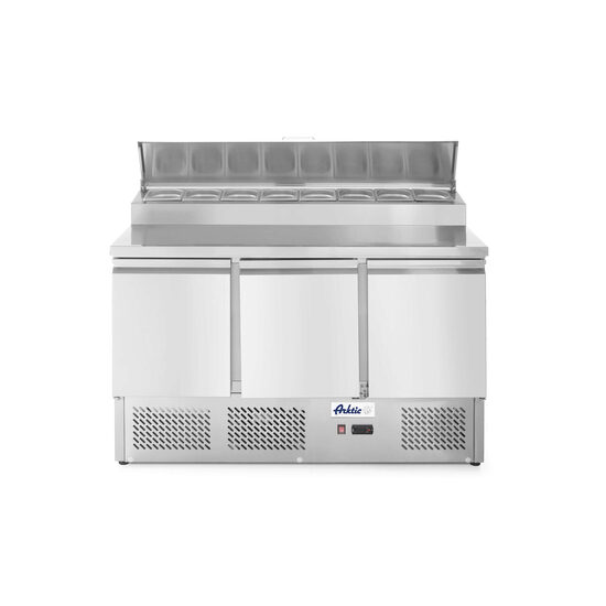 Masa rece cu 3 usi profesionala cu afisaj pentru GN-uri inalte inox ARKTIC by Hendi 380 L interval temperatura -2/+8 gr C, 310 W, 1365x700x(H)1040 mm
