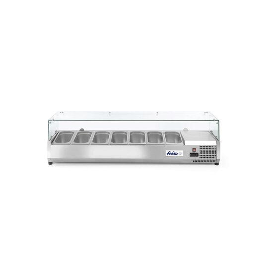 Vitrina prezentare Hendi, interval temp. -2/8?C, 180W, corp inox, ARKTIC by Hendi, 1605x395x(H)430 mm, 7 vase  GN 1/3