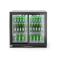 Vitrina frigorifica de prezentare usi glisante interval temp. 2/10?C, 220 W, corp inox, ARKTIC by Hendi, 900x500x(H)900 mm 198 Litri, Clasa energetica E