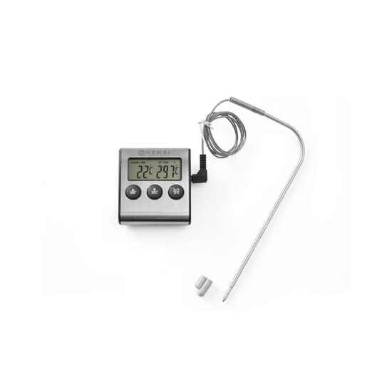 Termometru digital si timer bucatarie, interval masurare -50/+250 gr C, gradatie 1 gr C, sonda 15 cm pentru cuptor, alerta temperatura, Hendi