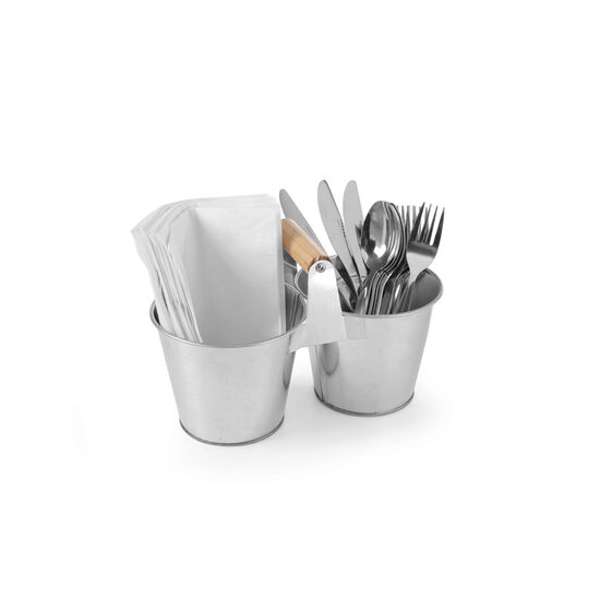 Set rustic tacamuri si servetele, Hendi, tip galeata, 250x125x(H)155, otel galvanizat