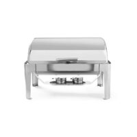 Chafing dish cu capac Rolltop, Gastronorm 1/1, 9lt, inox, 66x49x(H)46 cm, Hendi, include 2 suporturi pentru combustibil incalzire
