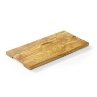 Tocator dreptunghiular cu manere canelate, Hendi, lemn de maslin, 350x180x(H)18 mm
