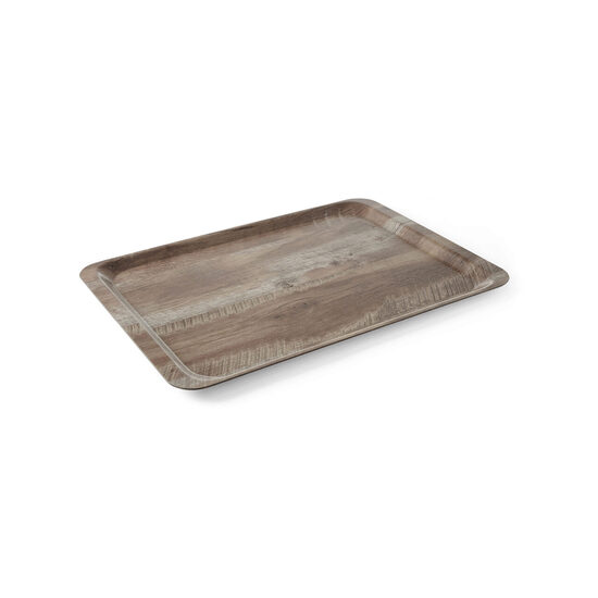 Tava servire 24x35 cm, din melamina cu aspect de lemn stejar inchis, Hendi