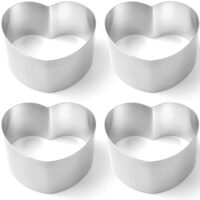 Set 4 forme inima pentru patiserie Hendi, Inox, dimensiuni 150, 250, 350, 450 mm