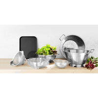 Stercutatoare tip colander Hendi, perforat, inox, cu baza si 2 manere, 160x(H)65mm