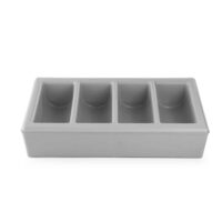 Tava pentru tacamuri, dimensiuni 53x23x18 cm, cu suport, 4 sectiuni, Hendi, polietilena gri