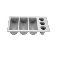 Tava Hendi pentru tacamuri, polietilena gri, 6 sectiuni, 530x325x(H)105 mm