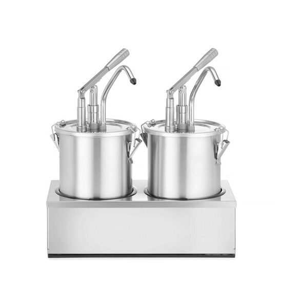 Recipient dublu pentru sos cu distribuitor, otel inoxidabil, Hendi, 400x200x(H)440 mm, capacitate 9 l