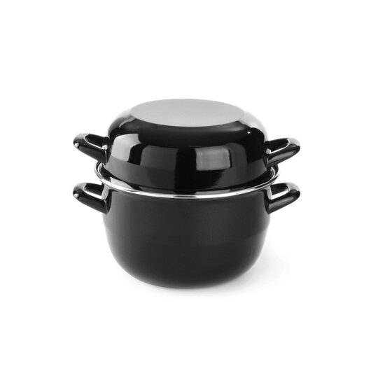 Oala emailata cu capac pentru scoici 2,3 Lit ,20 cm diametru x19 cm inaltime Hendi