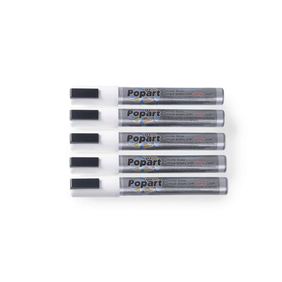 Set 5 markere albe pentru tabla, grosime scris 2-6 mm, Hendi