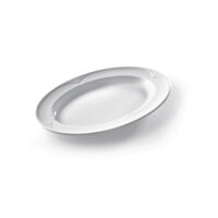 Platou oval, 29x20 cm, portelan alb cu margini intarite, Hendi, gama SATURN