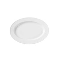 Platou servire oval, 34x24 cm, Hendi, portelan alb cu margini intarite, gama DELTA