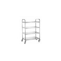 Carucior de servire cu 4 rafturi , din otel inoxidabil, cu 4 roti pivotante(2 roti cu frana), 910×590×(H)1260mm