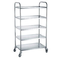 Carucior servire cu 5 rafturi, realizat din otel inoxidabil, sarcina maxima pe raft 30 kg,905x585x(H)1545
