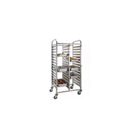 Carucior pentru debarasare tavi, cu roti, capacitate dubla 2 x 15 tavi GN 1/1 (530x325 mm), Hendi, compact, din inox, 798x610x(H)1710mm