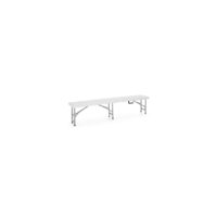Banca de catering, cu pliere tip valiza, Hendi, Alb, structura metalica, blat polipropilena, interior/exterior, capacitate maxima de incarcare 200 kg, 1830x300x(H)430mm