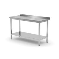 Masa de lucru profesionala Hendi din inox AISI 430, pentru perete, cu polita, 1800x600x(h)850 mm