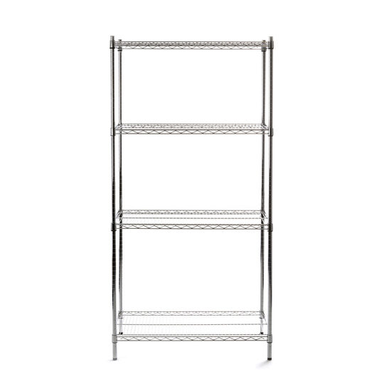 Raft metalic pentru depozitare cu 4 rafturi reglabile, sustine 125 kg/polita, Inox, 910x455x(H)1830 mm, Hendi
