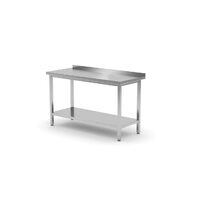 Masa de lucru din inox Hendi, cu rebord si polita pregatita pentru ansamblare, 1000x700xh850mm