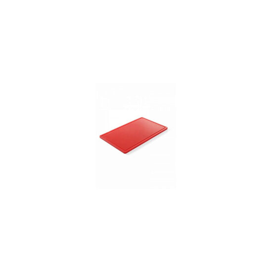 Tocator rosu, GN1/1 - 530x325X(H)15 mm, polietilena HDPE 500, Hendi, cu 2 fete taiere, potrivit si pentru uz profesional