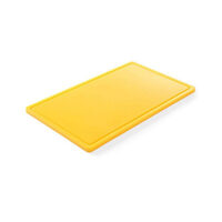 Tocator galben GN1/1 - 530x325x(H)15 mm, cu sant scurgere, polietilena HDPE 500, Hendi, 2 fete pentru taiat