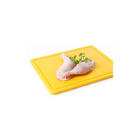 Tocator galben, 26.5x32.5x(H)1.2 cm - GN1/2, cu sant de scurgere, polietilena HDPE 500, respecta normele de igiena HACCP, Hendi