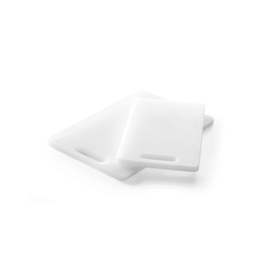 Tocator universal alb cu maner, 300x200x(H)10 mm, Hendi, polietilena HDPE, ambele parti potrivite pentru taiere, potrivit si la uz profesional