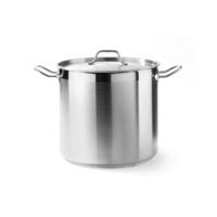 Oala inalta cu capac 50 Lit, 40 cm diametru x 40 cm inaltime, solida, din inox de calitate, gama Hendi Profi Line, potrivita si pentru uz profesional
