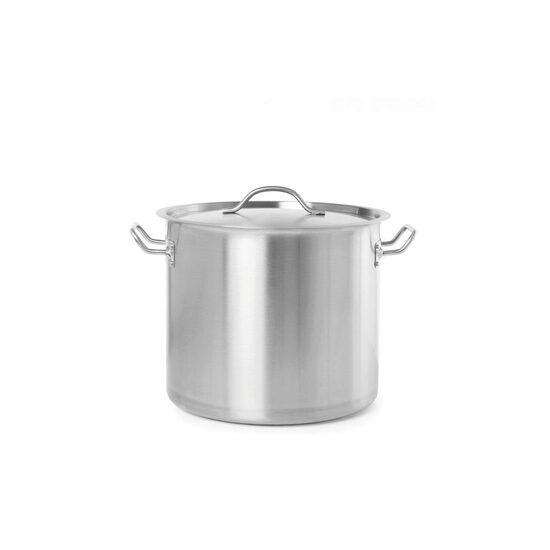 Oala medie cu capac, 24 Lit ,36 cm diametru x 24 inaltime, inox18/0 structura solida cu grosime 4 mm, manere nituite dublu, gama Hendi Budget Line