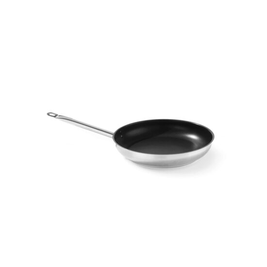 Tigaie profesionala teflonata, 24 cm diametru x 4.5 cm inaltime, inox cu strat anti-aderent Teflon Platinium Plus, Hendi Profi Line