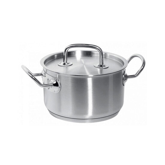 Oala cu capac, capacitate 3,5 Lit, 20 cm diametru x11,5 cm inaltime, Hendi Kitchen Line, din inox de cea mai buna calitate 18/10, grosime 0.7 mm, potrivita si pentru uz profesional