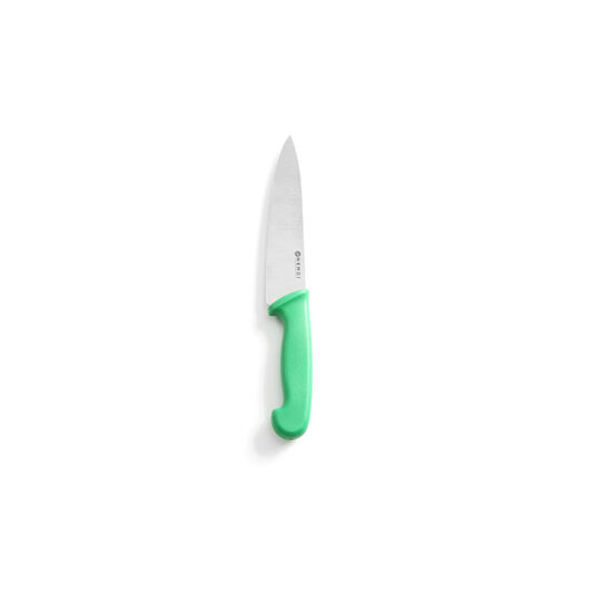 Cutitul bucatarului, lama inox solid 18 cm, lungime cutit 32 cm, maner verde, Hendi, respecta normele HACCP, potrivit si pentru uz profesional