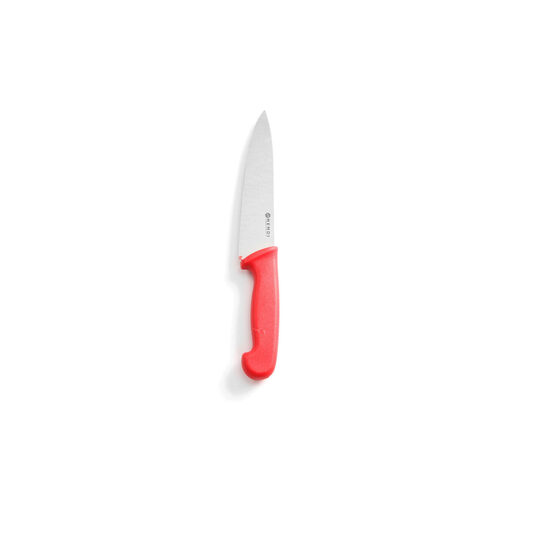 Cutitul bucatarului, lama inox 18 cm , lungime cutit 32 cm, maner rosu, Hendi, respecta normele de igiena HACCP