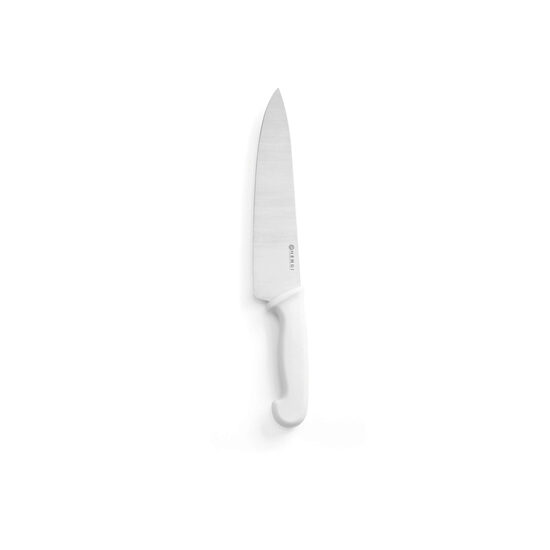 Cutitul bucatarului, lama inox solid 24 cm, lungime totala cutit 38.5 cm, maner alb, Hendi, respecta normele de igiena HACCP