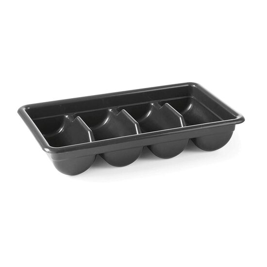 Tava suport tacamuri, 4 compartimente, Hendi, polipropilena Negru, GN 1/1, 52x29x9.5 cm