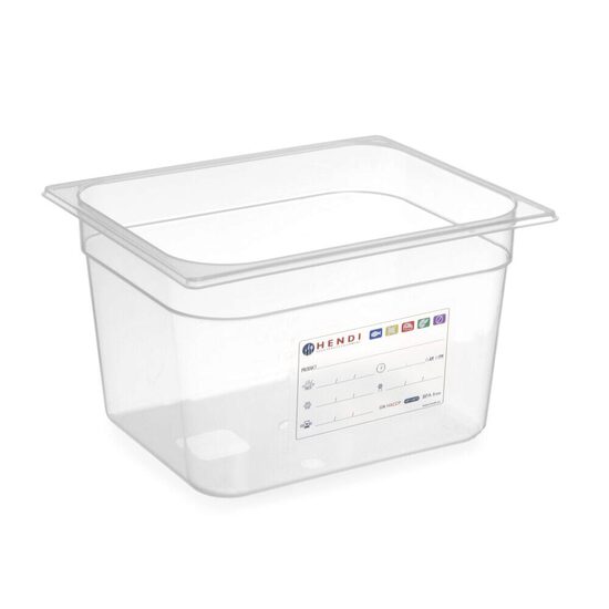 Tava Gastronorm GN1/2, 325x265x(H150 mm, 9.5 lt, polipropilena, cu marcaj HACCP, Hendi