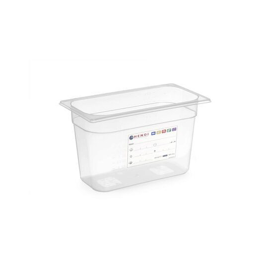 Tava Gastronorm GN 1/9, 176x108x(H) 65 mm, 0.6 litri cu marcaj HACCP, polipropilena, Hendi