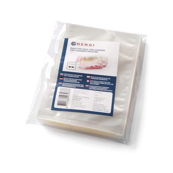 Set 100 pungi vidat netede pentru gatit 150x250 mm, Hendi, 2 straturi, 75 microni grosime, filtru UV