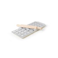 Forma ravioli, aluminiu, 36 forme, picioare antialunecare din cauciuc, sucitor din lemn inclus,  diametru 39 mm Hendi, 137x320x18 mm