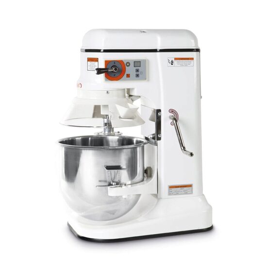 Mixer profesional planetar spirala cu 3 viteze echipat cu roti pivotante vas, capac si spirala din inox 18/10, Hendi, 11.4 litri 375 W/230V, 398 x 499 x (H) 630 mm, 3 accesorii incluse carlig, agitator plat, tel.