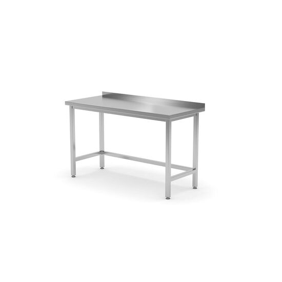 Masa de lucru cu rebord si fixare in perete,Hendi,adancime 700mm, pregatita pentru asamblare, Kitchen Line, 1400x700x(H)850mm.