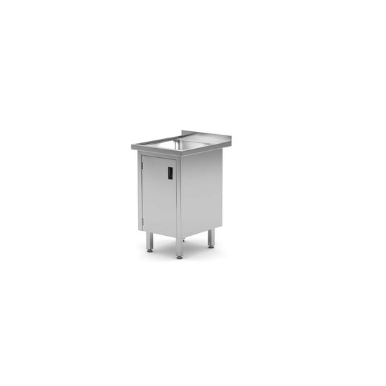 Spalator cu o cuva din otel ioxidabil cu dulap inchis, Hendi, Profi Line, 500x600x(H)850mm