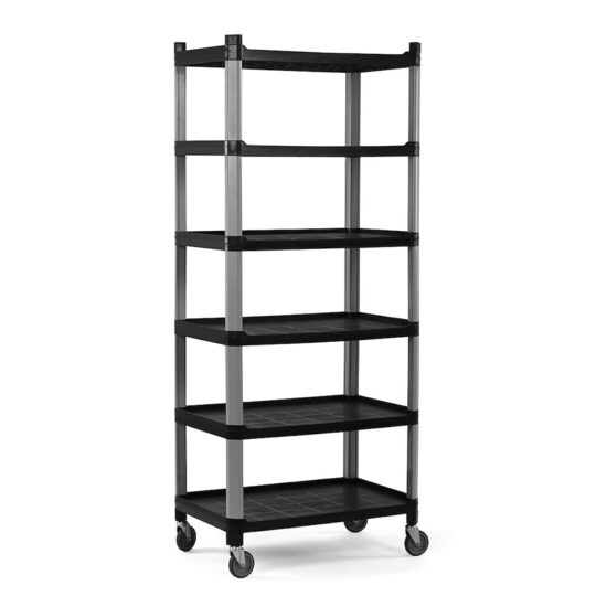 Carucior din polipropilena cu 6 rafturi, Hendi, Negru, 800x520x(H)1880mm